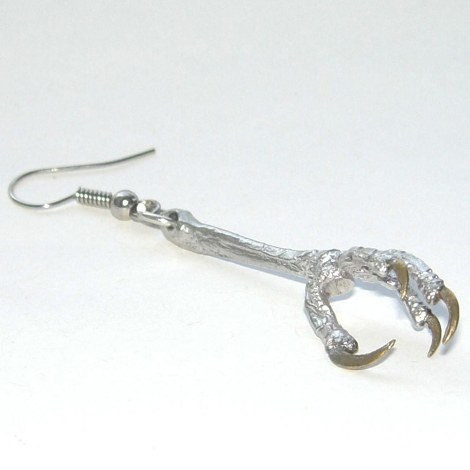 Sterling Silver Robin Bird Claw Gold Vermeil Nails Hook Earring